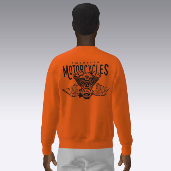 Back of Orange Custom Sweatshirts with Brand Logo