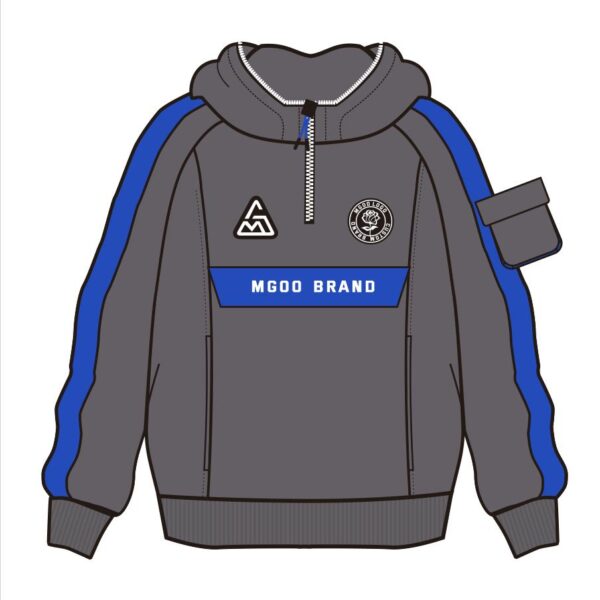 Front of Mens Custom Color Block Hoodie, Custom On Demand For Your Brand