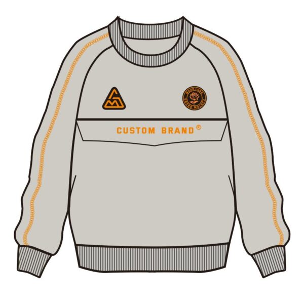 Front of Mens Custom Design Sweatshirt, Gray Color with Custom Logo