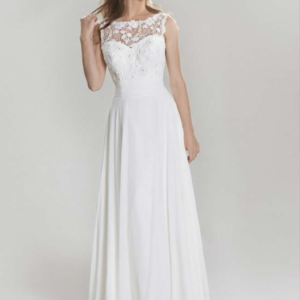 Illudion Neck White Wedding Dress