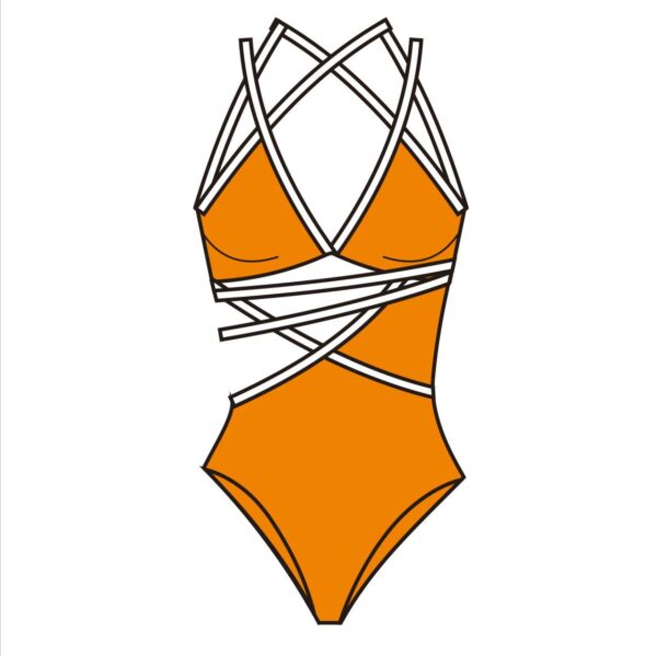Orange Sexy Bikini Sets High Waist With Multiple Lines