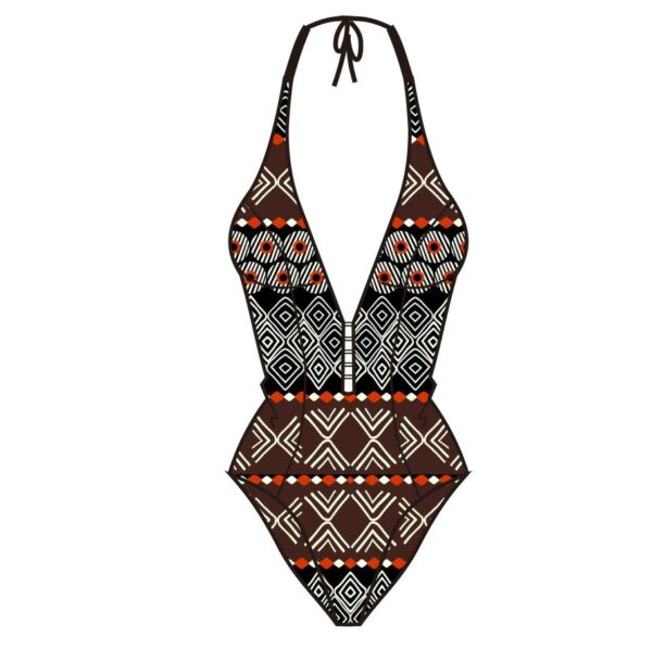Bikini Sets With Pattern Designs in Dark Brown