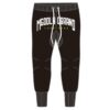 Front Side of Mens Custom Luxury Line Design Pants Stylish Sweatpants In Black