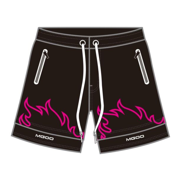 Menswear Swimshorts Black Color with Red Fire Line Pattern