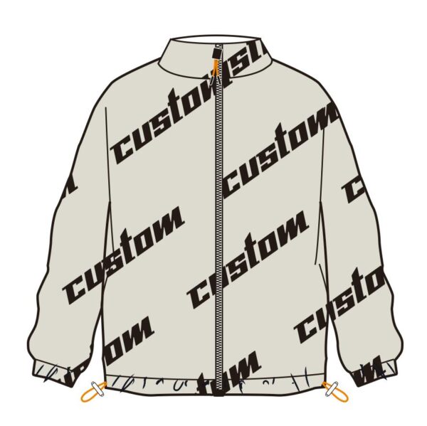 Front of Zipper Mens Custom Gray Full Logo Printing Coat