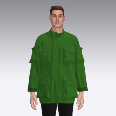 Front of Green Multiple Pockets Mens Jackets, OEM & ODM Availbale
