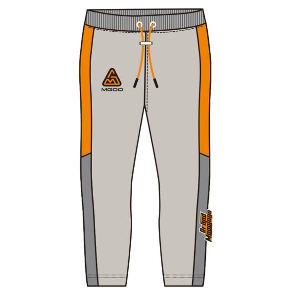 Front Side of Mens Custom Clothing Design Orange Gray Wholesale Sweatpants