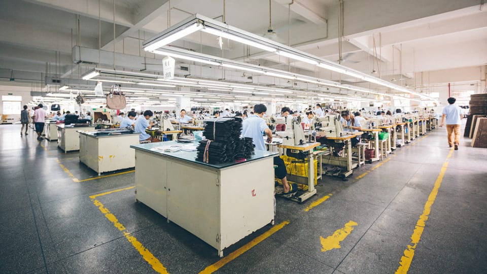 Hundreds of Experienced Workers Sewing and Cutting in Workshop of Clothing Manufacturers China, MGOO