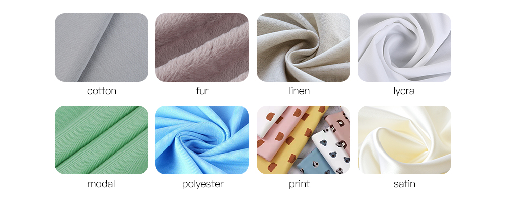 Fabrics for Custom Sleepwear of Cotton, Fake Fur, Linen, Satin, Modal, Lycra