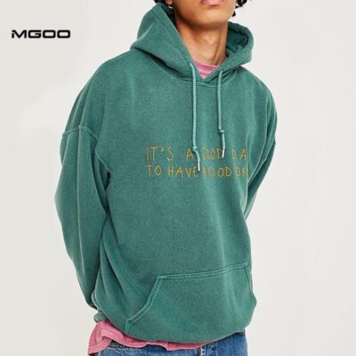 French Terry Mens Green Hoodie