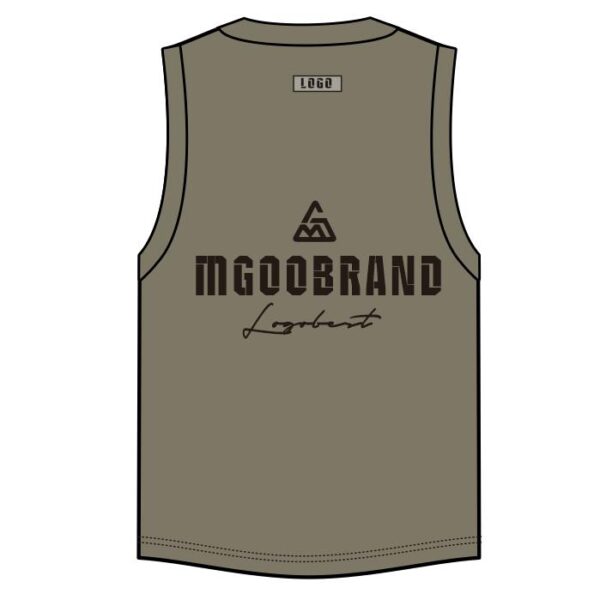 Back of Gray Logo Print Mens Vest