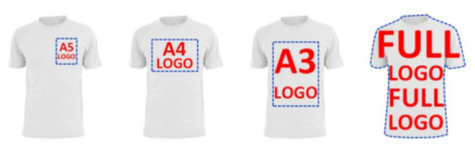 Different logo sizes on t shirts