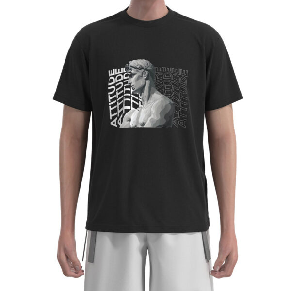 MNT006 Men's Black Portrait Sculpture Printing Normal T-Shirts