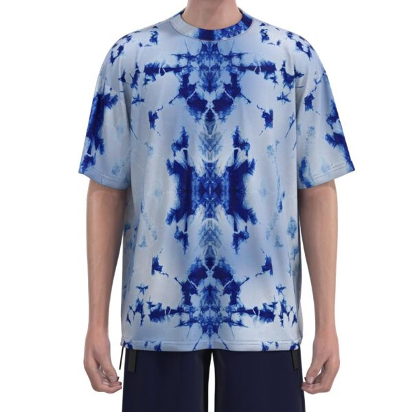 MDST0013 Men'S Blue Tie-Dye Short Sleeve Drop Shoulder T-Shirts