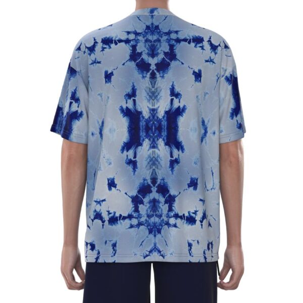 MDST0013 the back of Men'S Blue Tie-Dye Short Sleeve Drop Shoulder T-Shirts