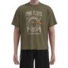 MBT005 Men'S Dark Green Vintage Print Rainbow Print City Street T-Shirt Boxy T-Shirts