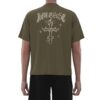 MBT005 the back of Men'S Dark Green Vintage Print Rainbow Print City Street T-Shirt Boxy T-Shirts