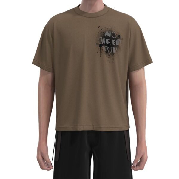 MBT007 Men'S Brown Face Sketch Abstract Portrait Graffiti Print T-Shirt Boxy T-Shirts