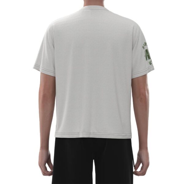 MBT008 the back of Men'S White Screen Printed Leaf Print T-Shirt Boxy T-Shirts