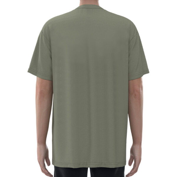 MLT004 the back of Men'S Green Vintage Solid Color Short-Sleeved Loose Long T-Shirts