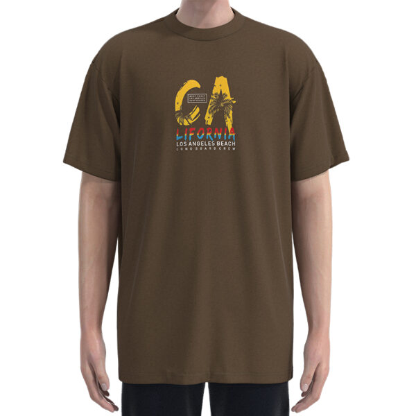 MLT008 Men'S Black Californian Los Angeles Beach Short Sleeve Coconut Rainbow Print Long T-Shirt