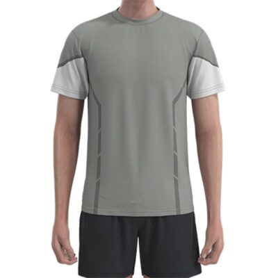 MMT001 Men'S Green Patchwork Gray Sports Style Muscle T-Shirts