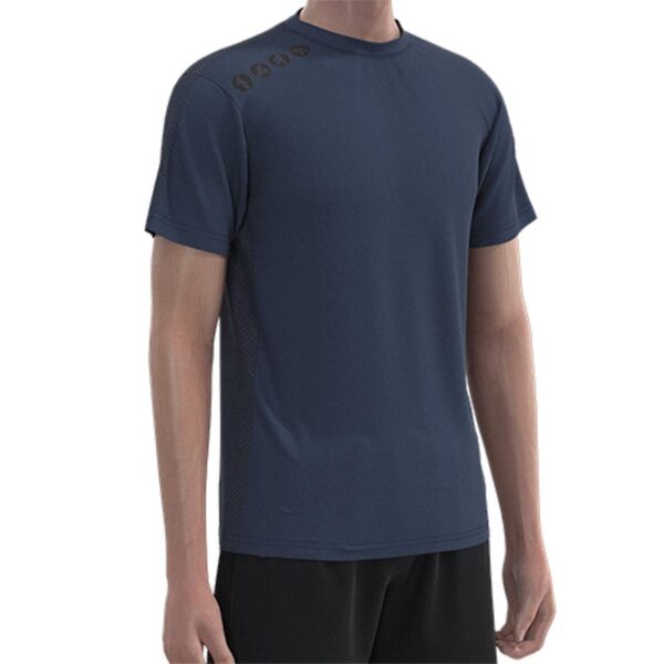 MMT005 the side of Men'S Navy Blue Sports Style Short Sleeve Muscle T-Shirts