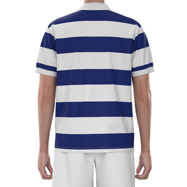 MPLT004 the back of Men'S Blue And White Patchwork Striped Sweatshirt Navy Style Polo T-Shirt
