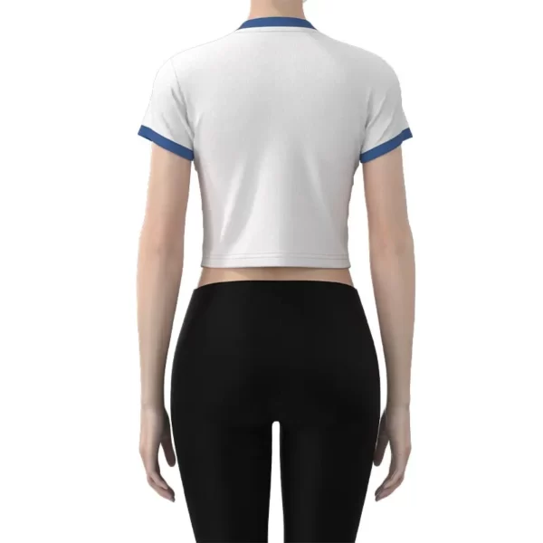 WMT001 the back of Women's White Colorblock Character Futuristic Tech Style Printed Muscle T-Shirt