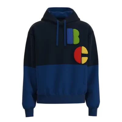 MBH006 Men's Black Sweatshirt chenille patch print Boxy Fit Hoodie