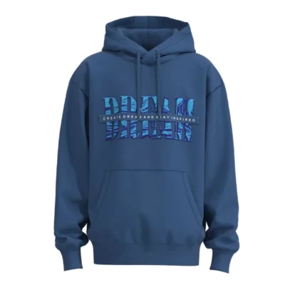 OSFH007 Men's Blue Sweatshirt Sport Style Flame Printed Oversized Fit Hoodie