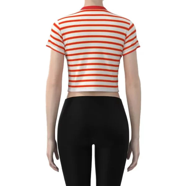 WMT003 the back of Women's Red Stripe Printed Muscle T-Shirt