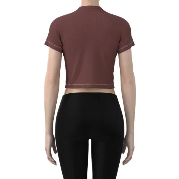 WMT005 the back of Women's Burgundy Y2K Futuristic Tech Style Large Printed Muscle T-Shirt