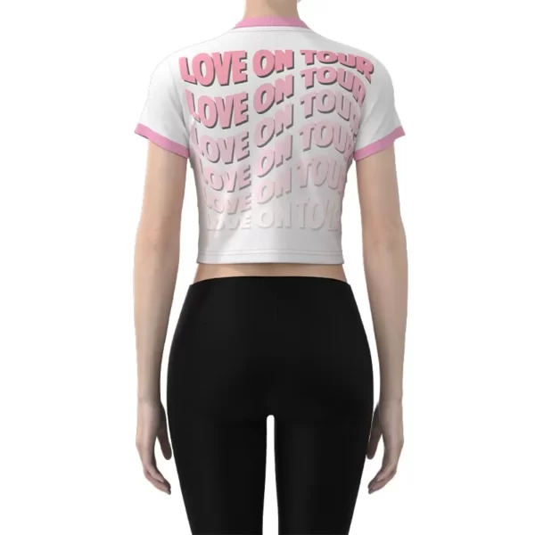 WMT006 the back of Women's White Y2K Pink Printed Muscle T-Shirt