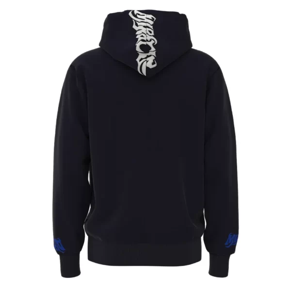 RFZH003 the back of Men's Black Wire English Print Regular Fit Zipper Hoodie