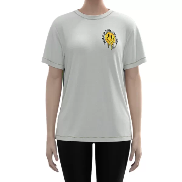 WNT009 Women's White Tech Style Printed Short Sleeve T ShirtWomen Normal Tee