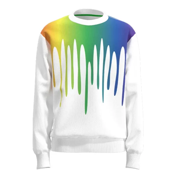 MS004 White Rainbow Print Sweatshirt Men Sweatshirt