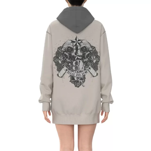 LH003 the back of Women's Off-White Patchwork Towel Embroidery Print Hoodie Long Hoodies