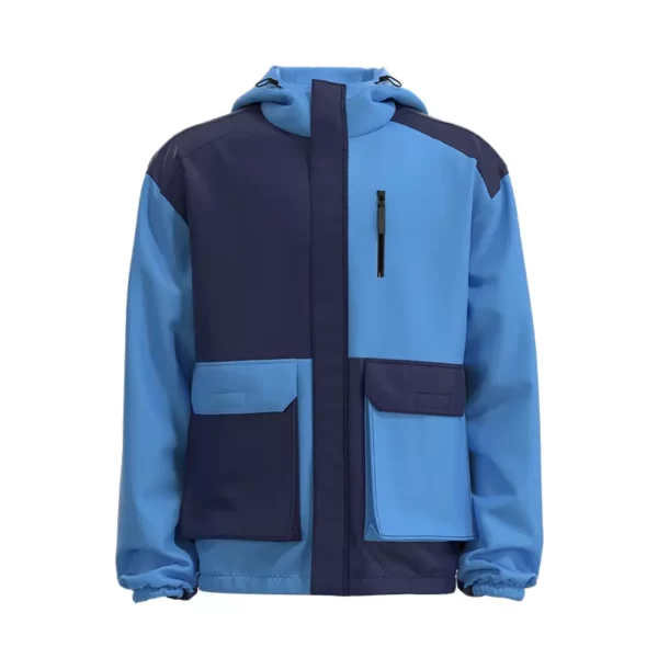 MJK010 Men's Blue Patchwork Printed Customized Men's Jacket 01