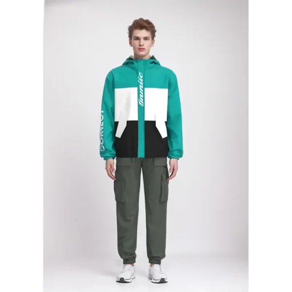 MJK012 Men's Green Patchwork Printed Customized Men's Jacket 03