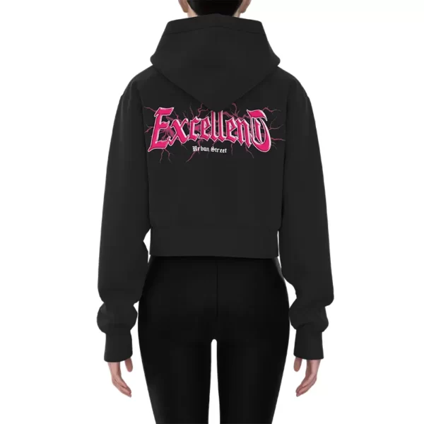 WCZH001 Women's Black and Pink Custom Offset Printed Zip Up Sweatshirt Crop Zip Up Hoodies 2