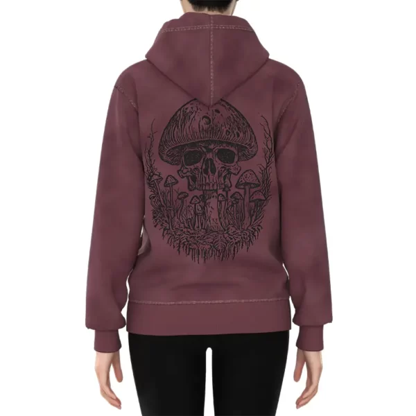 WRZH003 Rose Purple Women's Skull Print Zipper HoodieRegular Zipper Hoodie 2